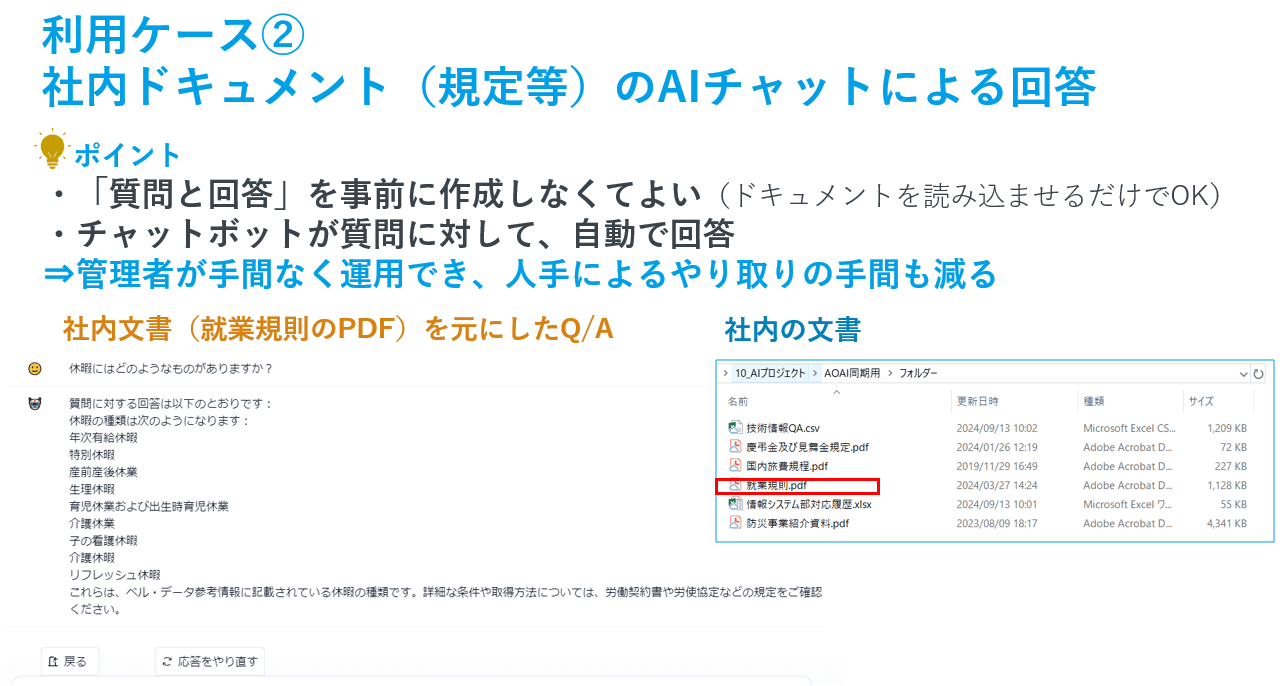 社内ドキュメントのAIチャットによる回答